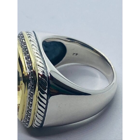 David Yurman Albion Citrine 18K Silver Diamond Ring - Picture 2 of 16
